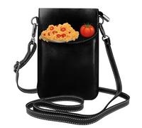 YYHHAOFA Cartoon Tomato Pasta Pattern Small Leather Women'S Crossbody Flip Phone Bag, Waterproof And Durable