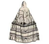YYHHAOFA Chemistry Print Pattern Halloween Adult Hooded Cape Men'S And Women'S Clothing Mantle Role-Playing