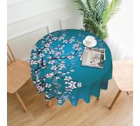 YYHHAOFA Cherry Blossom Prints 60in Round Decorative Tablecloth - High-Grade Polyester Throw Cover for Dining, Parties, and Outdoor Events