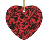 YYHHAOFA Christmas Ceramic Heart Pendant 3x2.7 in for Festive Decoration and Souvenir Gifts fashion red and black Printed