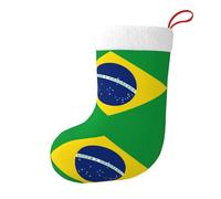 YYHHAOFA Christmas decorative stockings Brazilian flag Picture holiday accessories colorfast for community events holiday parties dances
