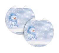 Yyhhaofa Christmas Happy Snowman Pattern Car Interior Cup Holder Pad 2 Pc Waterproof & Quick Drying, Protects Against Spills & Scratches