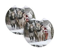 Yyhhaofa Christmas Santa Claus Pattern Car Interior Cup Holder Pad 2 Pc Waterproof & Quick Drying, Protects Against Spills & Scratches