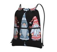 YYHHAOFA Christmas Santa Gnome Prints Drawstring Zipper Backpack - Lightweight Gym Bag with Water-Resistant Fabric, Convenient Front Pocket & Adjustable Straps for Travel