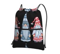 YYHHAOFA Christmas Santa Gnome Prints Drawstring Zipper Backpack - Lightweight Gym Throw Bag with Water-Resistant Fabric & Multiple Pockets for Travel & Sports