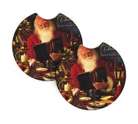 Yyhhaofa Christmas Santa Pattern Car Interior Cup Holder Pad 2 Pc Waterproof & Quick Drying, Protects Against Spills & Scratches