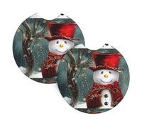 Yyhhaofa Christmas Snowman Pattern Car Interior Cup Holder Pad 2 Pc Waterproof & Quick Drying, Protects Against Spills & Scratches