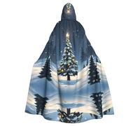 YYHHAOFA Christmas Tree Snow Printed Halloween Adult Hooded Cloak is a super large, comfortable, and durable cloak
