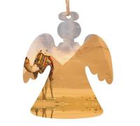YYHHAOFA Christmas Wooden Ornaments Angel Shape 2 PCS Camel Picture for hanging