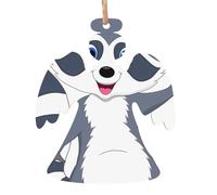 YYHHAOFA Christmas Wooden Ornaments Angel Shape 2 PCS cute raccoon Picture for hanging on Christmas trees