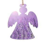 YYHHAOFA Christmas Wooden Ornaments Angel Shape 4 PCS Romantic Purple Lavender Picture for hanging