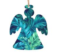YYHHAOFA Christmas Wooden Ornaments Angel Shape 6 PCS Tropical Palm Leaves Picture for hanging