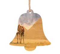 YYHHAOFA Christmas Wooden Ornaments Bell Shape 6 PCS Camel Picture for hanging