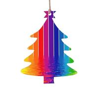 YYHHAOFA Christmas Wooden Ornaments Christmas Tree Shape 2 PCS Rainbow Striped Picture for hanging