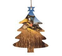 YYHHAOFA Christmas Wooden Ornaments Christmas Tree Shape 6 PCS Farm Tractor Harvest Picture for hanging