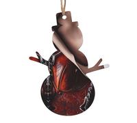 YYHHAOFA Christmas Wooden Ornaments Snowman Shape 1 PC Horse Saddle with a Cowboy Hat Wild Picture for hanging on Christmas trees