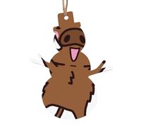 YYHHAOFA Christmas Wooden Ornaments Snowman Shape 2 PCS Jumping boar animation Picture for hanging on Christmas trees