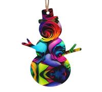 YYHHAOFA Christmas Wooden Ornaments Snowman Shape 2 PCS Rainbow Rose Picture for hanging