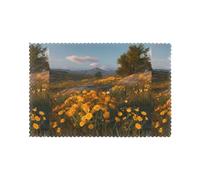 YYHHAOFA Chrysanthemums on the Prairie Pattern Durable placemat, waterproof, easy to clean, heat-resistant, anti slip placemat set