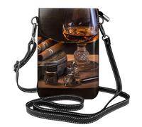 YYHHAOFA Cigar And Whiskey Pattern Small Leather Women'S Crossbody Flip Phone Bag, Waterproof And Durable
