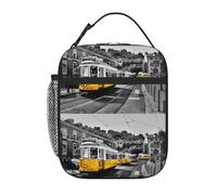 YYHHAOFA City Train Prints Portable Handheld Insulated Lunch Bag Suitable for Students to Work and Travel
