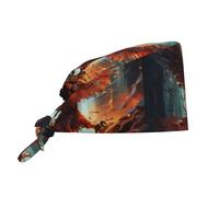 YYHHAOFA Cleaning Working Cap Broken Glass Phoenix Picture Chef Hat for Women & Men, Adjustable, Breathable Black