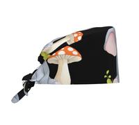 YYHHAOFA Cleaning Working Cap Elephant Sitting on a Mushroom Picture Chef Hat for Women & Men, Adjustable, Breathable Black