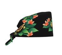 YYHHAOFA Cleaning Working Cap Little Turtle in The Petals Picture Chef Hat for Women & Men, Adjustable, Breathable Black