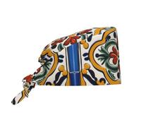 YYHHAOFA Cleaning Working Cap Mexican Ceramic Tile Picture Chef Hat for Women & Men, Adjustable, Breathable Black