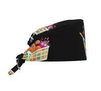 YYHHAOFA Cleaning Working Cap Monster in a cart Picture Chef Hat for Women & Men, Adjustable, Breathable Black