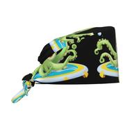 YYHHAOFA Cleaning Working Cap Octopus on a Frisbee Picture Chef Hat for Women & Men, Adjustable, Breathable Black