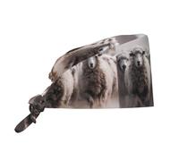 YYHHAOFA Cleaning Working Cap Running of The Flock Picture Chef Hat for Women & Men, Adjustable, Breathable Black