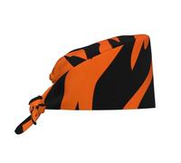 YYHHAOFA Cleaning Working Cap Tiger Stripes Orange Picture Chef Hat for Women & Men, Adjustable, Breathable