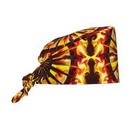 YYHHAOFA Cleaning Working Cap Turning The Flame Picture Chef Hat for Women & Men, Adjustable, Breathable Black