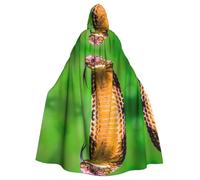 YYHHAOFA Cobra Snake Printing Halloween Adult Hooded Cape Cloak For Role-Playing, Stage Costumes, Parties Easy Care