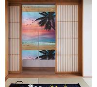 YYHHAOFA Coconut Palm Tree Sandy Beach Printed Curtain two Pieces Spliced 34x56in Fabric curtains, room dividers Fabric, Smooth & Not Easily Wrinkled