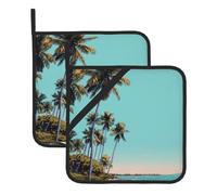 YYHHAOFA Coconut Trees by The sea Printed Square Insulated Pot Holder Set of 2 8x8 in for Kitchen Heat Uncovering and Serving Dishes