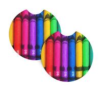 Yyhhaofa Colored Crayons Pattern Car Interior Cup Holder Pad 2 Pc Waterproof & Quick Drying, Protects Against Spills & Scratches