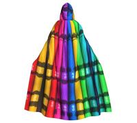 YYHHAOFA colored crayons Pattern Halloween Adult Hooded Cape Large Hooded Cloak with Bow Tie, No Zipper