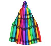 YYHHAOFA colored crayons Pattern Halloween Adult Hooded Cape Large Hooded Cloak with Bow Tie, No Zipper