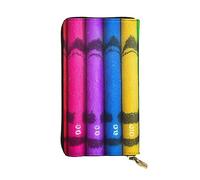 YYHHAOFA colored crayons Stamp Leather long clutch wallet : Comfortable, lightweight, waterproof, durable 7.48 x 4.13 in, Black, One Size