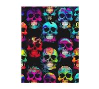 YYHHAOFA Colored skull Prints Quality Keep warm blanket 40"x30" Throw Lightweight warm durable Suitable for bed sofa