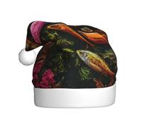 YYHHAOFA Colorful fish in seaweed Picture Christmas Hat for Adult for men and women clothing headband for festive occasions