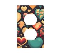 YYHHAOFA Colorful Hearts Printed Double Socket Wall Panel Decorative is Durable and Suitable for Socket Light Switch Accessories 4.5x2.76in