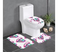 YYHHAOFA Colorful Love Heart Pattern Three Piece Set of Bathroom Floor mats, Bathroom Shower mats, Anti Slip Quick Drying