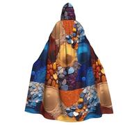 YYHHAOFA Colorful Sand Particles Printing Halloween Adult Hooded Cape Cloak No Zipper, Comfortable For Costume Parties