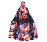 YYHHAOFA Colorful Tropical Plant Leaves Printing Halloween Adult Hooded Cape Cloak No Zipper, Comfortable For Costume Parties