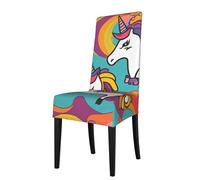 YYHHAOFA Colorful unicorns Printed dining chair cover is easy to disassemble and made of high resilience fabric that is wear-resistant