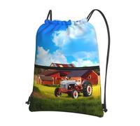 YYHHAOFA Company Farm Tractor Prints Drawstring Zipper Backpack - Lightweight Water-Resistant Gym Duffel Bag with Pocket for Travel Sports Yoga