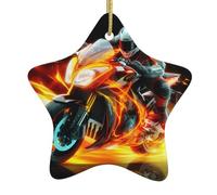 YYHHAOFA Cool Motorcycle Picture Holiday indoor Christmas decoration pentagram ceramic durable party gift
